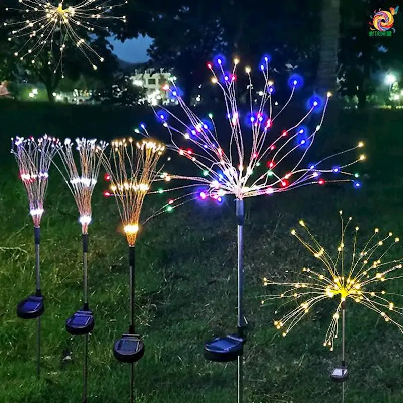 

Solar Power Fireworks Lights Waterproof LED Outdoor String Outdoor Path Decoration Lighting Street Christmas Decoration 8 Modes