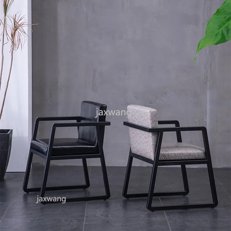 Кресло железная спинка обеденный стул кожа мягкая сумка промышленный стиль для