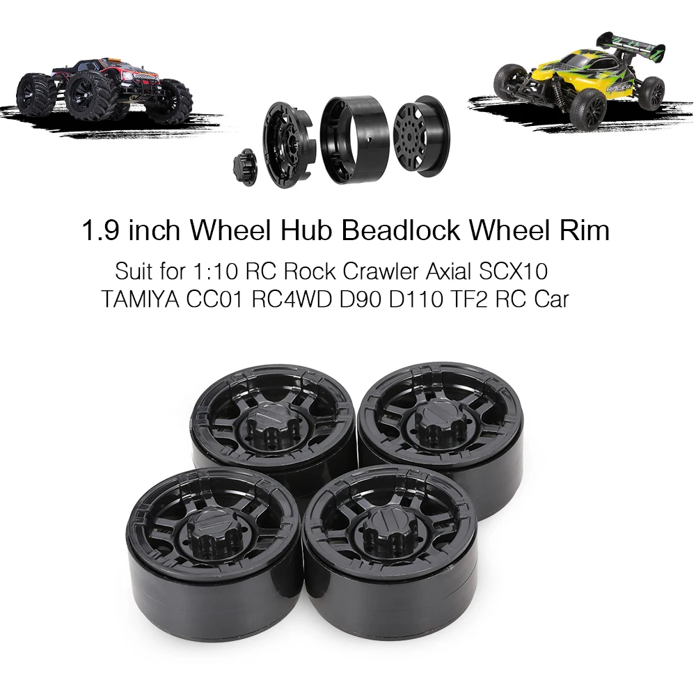 4 шт. 1 9 дюйма ступица колеса обод Beadlock для 1:10 RC Rock Crawler Axial SCX10 TAMIYA CC01 RC4WD D90 D110 TF2