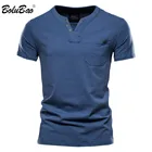 Мужская хлопковая футболка BOLUBAO, Однотонная футболка с v-образным вырезом, повседневная классическая мужская одежда, мужская футболка