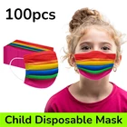 10-100 шт., одноразовые маски для лица с радужным принтом