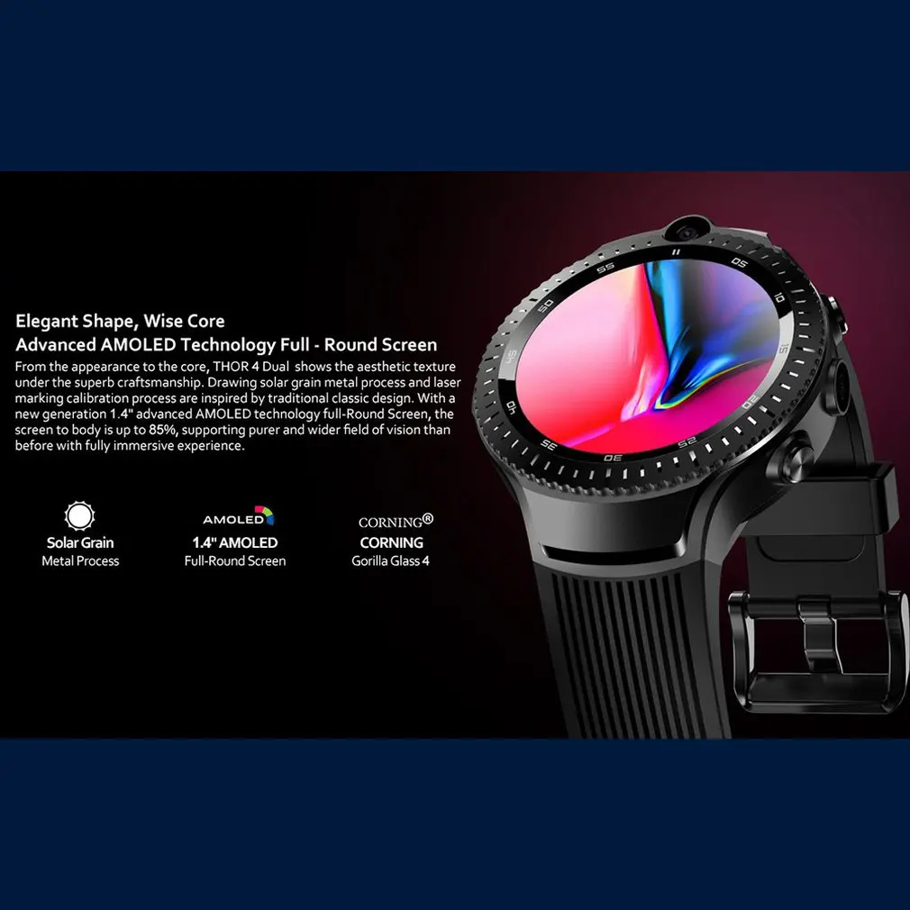 Zeblaze THOR 4 Dual 4G SmartWatch 5.0MP + двойная камера 1 &quotAOMLED GPS/GLONASS Гб 16 Смарт часы для
