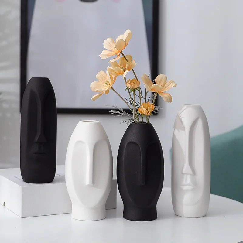 

Ceramic Human Face Vase Statue Home Decor Abstract Face Vase Sculpture Minimalist Ornaments Figurines Crafts Vase Decoration