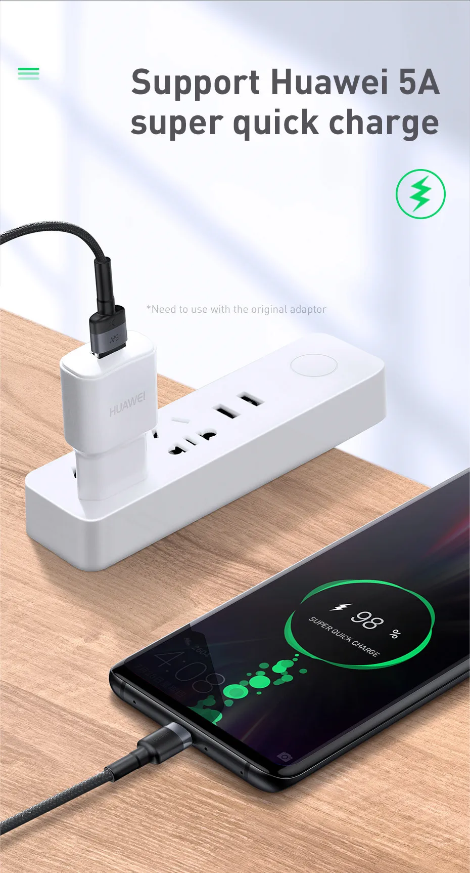 Baseus 40 Вт Кабель usb type C для huawei P30 mate 20 30 Pro 5A Быстрая зарядка Quick Charge 3,0 type USB-C кабель для передачи данных