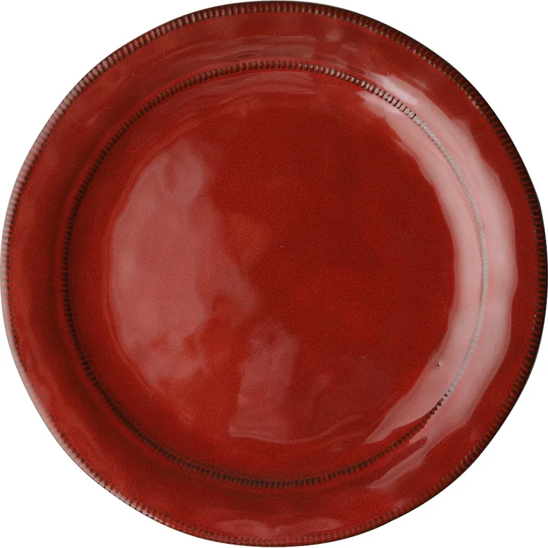 Большая красная тарелка для стейка в западном стиле|Столовые сервизы| |