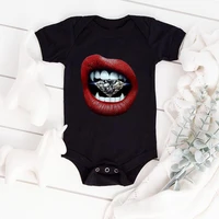 lips print black newborn bodysuits 2022 novelty fashion baby boy girl clothes jumpsuits harajuku trendy hipster baby onesie