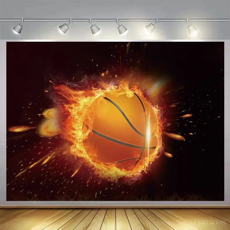 

Burning Fire Basketball 3D Rock Wall Photography Backdrop Newborn Baby Shower Kids Portrait Abstract Photo Background For Studio