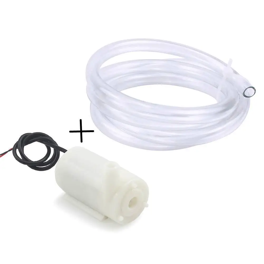

Mini Water Pump Micro Submersible Motor Pump + 1M Clear Vinyl Tubing Flexible PVC Tubing for Fish Tank Fountain Aquarium