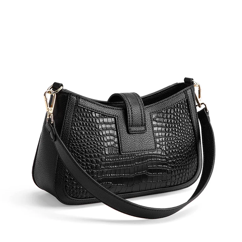 Брендовая дамская сумка Laorentou с полумесяцем Офисная через плечо из натуральной