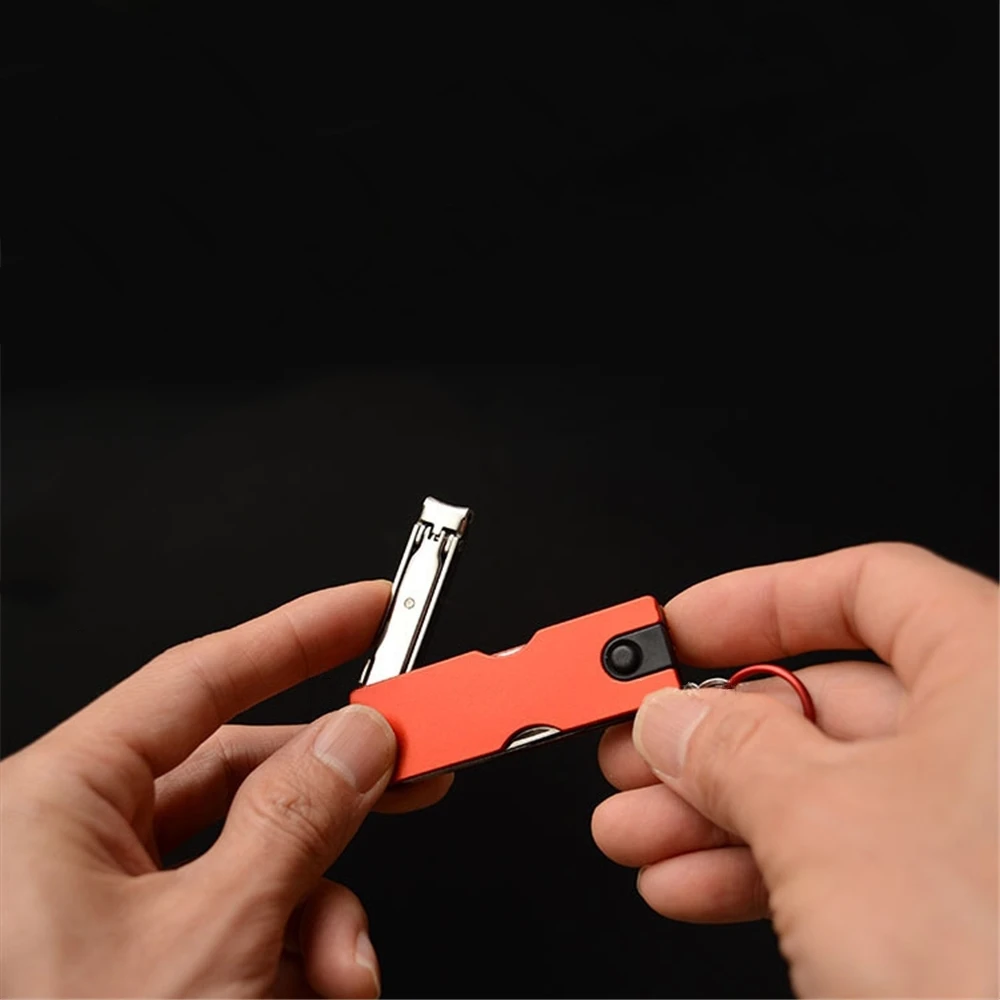 Outdoor Multifunction Mini Keychain Knife LED Light Nail Clipper Earpick Scissors Tweezer Pocket EDC Tools Multi Hiking Gears |