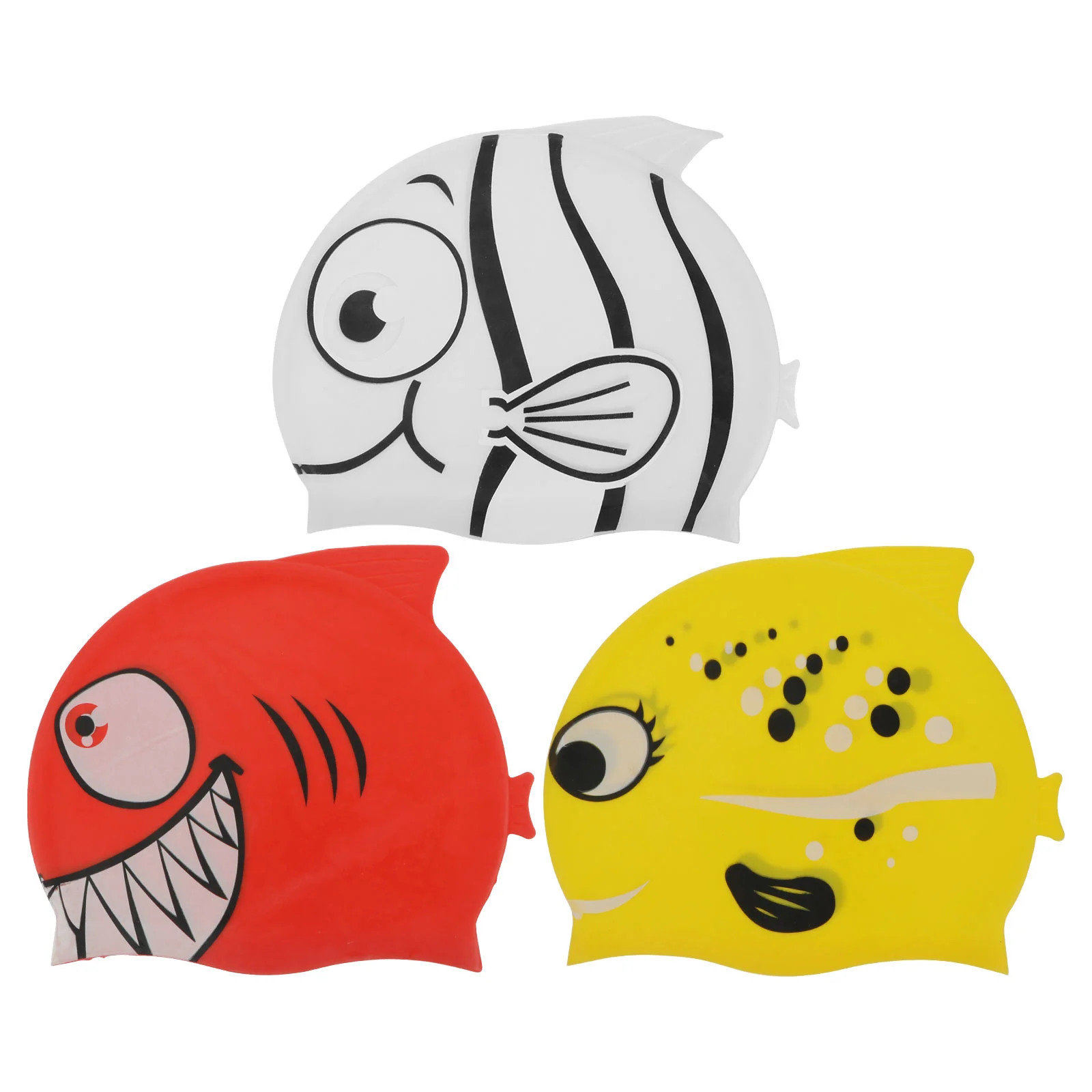 

3pcs Kids Fish Shaped Silicone Swimming Hat Children Swimming Bathing Hat