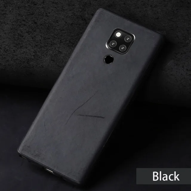 Чехол для телефона из воловьей кожи для huawei mate 9 10 20 Pro P10 P20 P30 Lite Crazy Horse, задняя крышка для Honor 8X9 10, чехол с текстурой - Цвет: Black