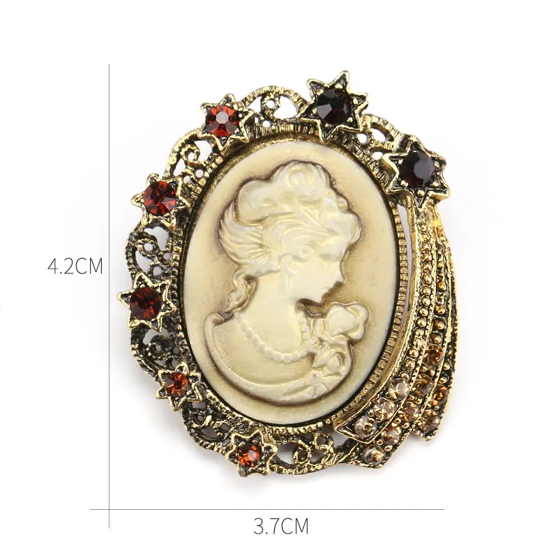 7567-G Прямая с фабрики, разные стили, хрустальные стразы, камея, Винтажная брошь, булавки для женщин, в античном золотом/серебряном цветах - Окраска металла: 7567-G