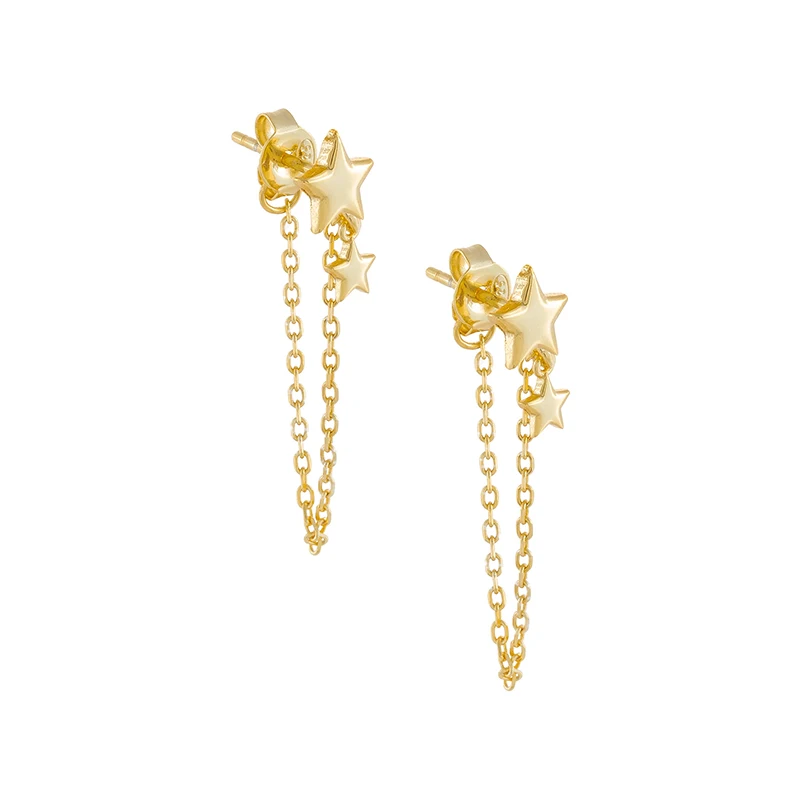 

AIDE Elegant Chain Pendientes Stud Earrings For Women Fashion Minimalism INS Star Piercing Earings Silver 925 Jewelry kolczyki
