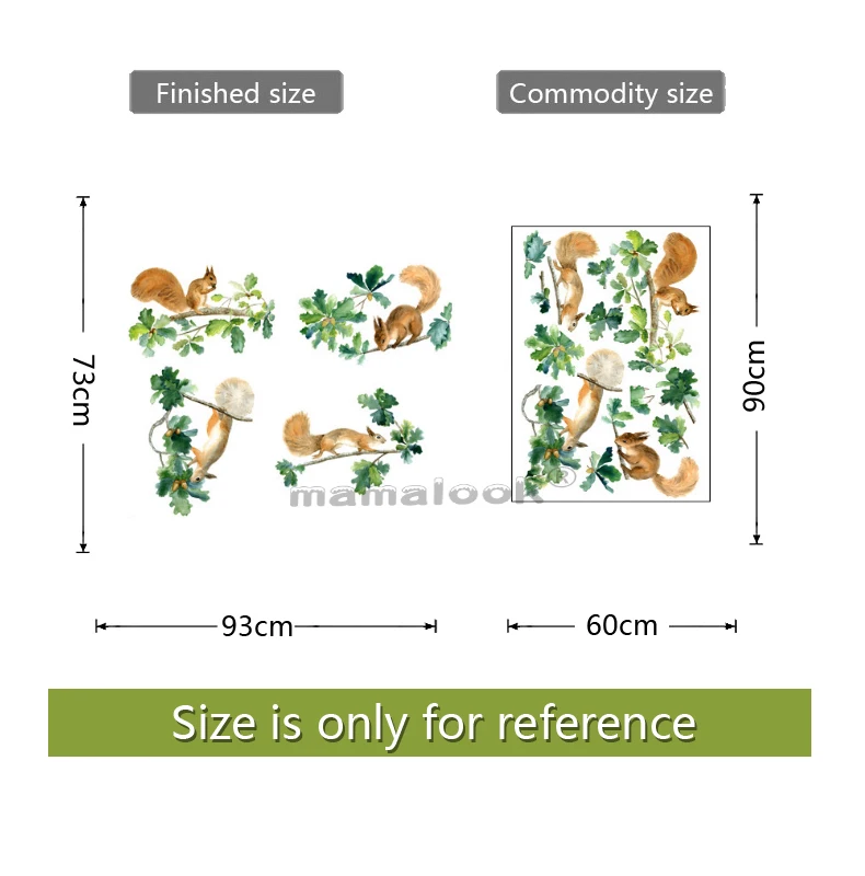 

Wall Sticker Creative Cartoon Squirrel Collect Chestnuts Children's Room Nursery Classroom Decorative Stickers