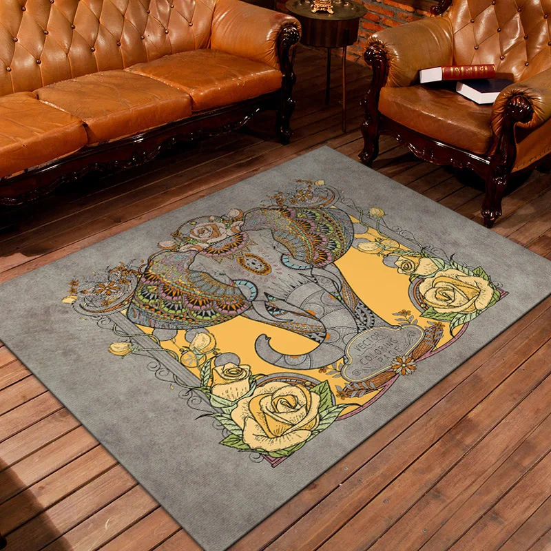 

Fashion national style living room carpet 3D printing elephant pattern kitchen bathroom corridor carpet floor mat bedroom carpet