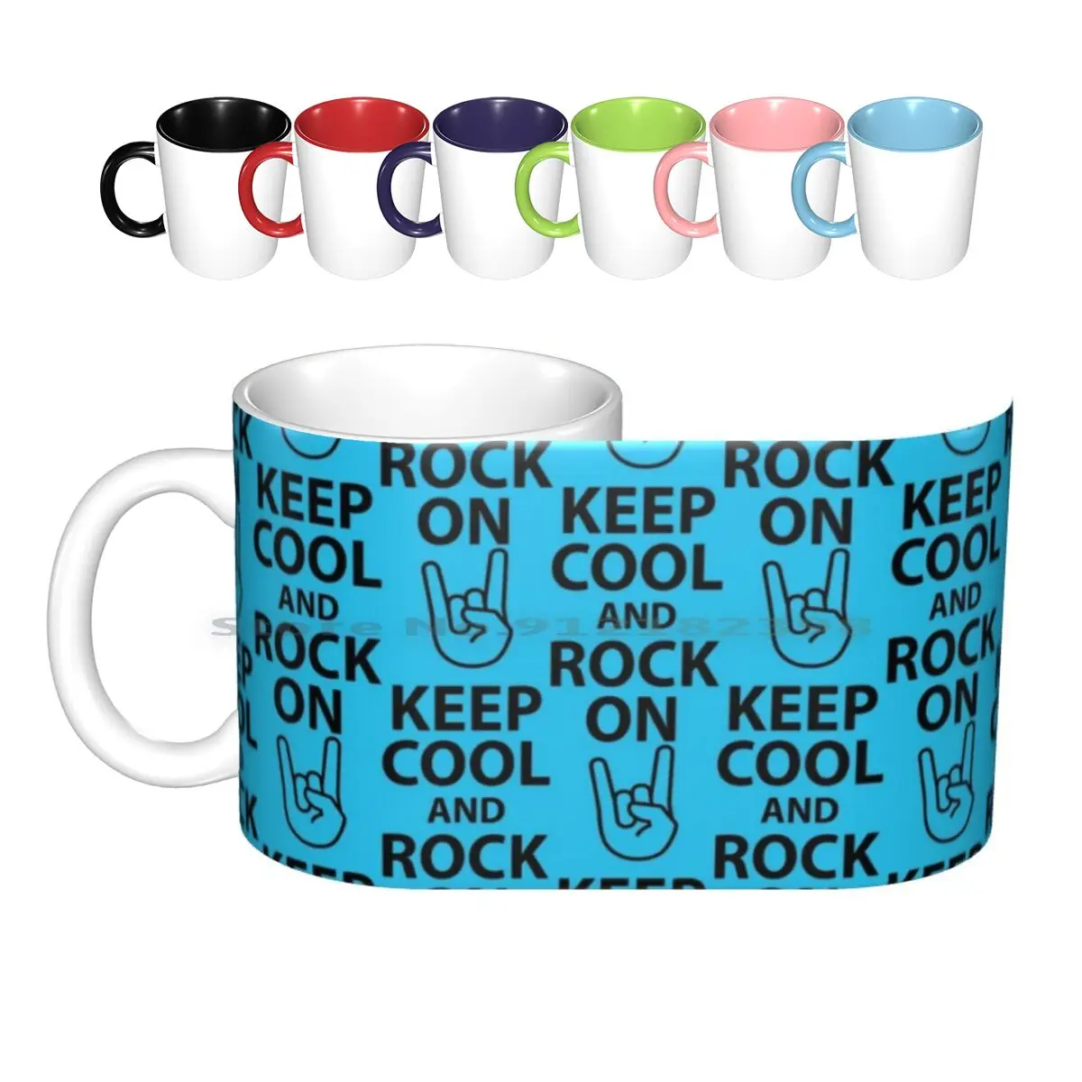 

Кружка с надписью Keep Cool And Rock на тяжелых металлических керамических кружках, кофейные чашки, Кружка для молока и чая, тяжелые металлические рулонные ручки