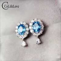 colife jewelry 925 silver topaz earrings 68mm natural topaz stud earrings for daily wear fashion gemstone stud earrings