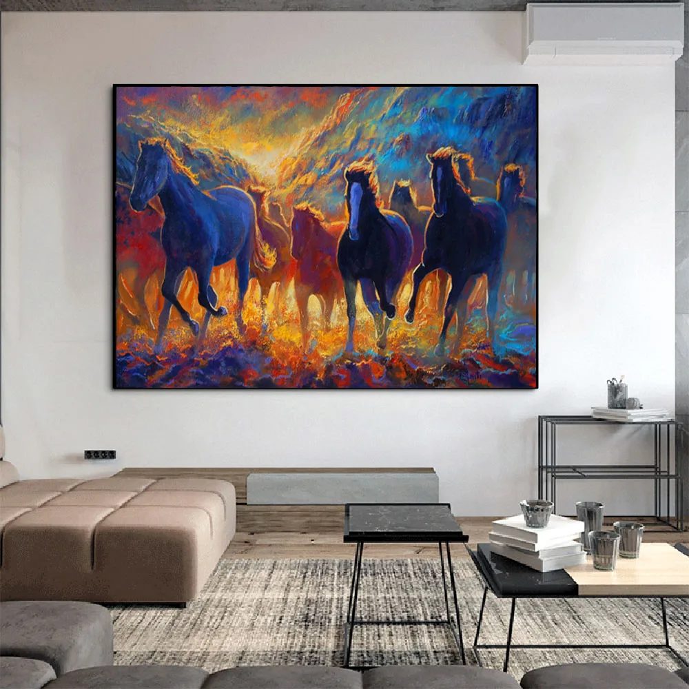 Современная живопись холст постеры с животными и принты лошадь настенные