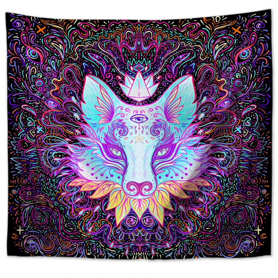 

Богемный ветер животные Лев узор гобелен стена одеяло фоновая ткань кошка голова портрет лиса искусство семейная композиция