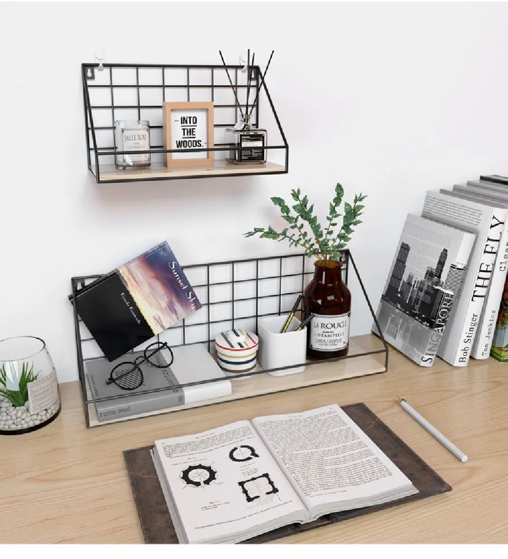 

Wall rack Dormitory bedroom wall hanger wall hanging storage rack without punching.