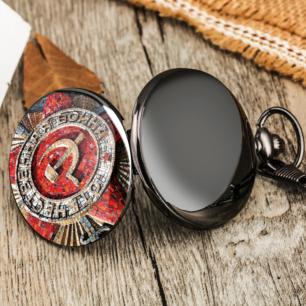 

Communist Badge Pattern Pocket Watches High-quality Alloy Rough Chain Pendant Watch Elegant Dial with Arabic Numerals Watch