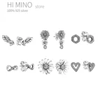 Женские серьги-гвоздики из серебра 925 пробы, в виде крыла, сердца, круга, маргаритки, цветка, оригинальные модные украшения