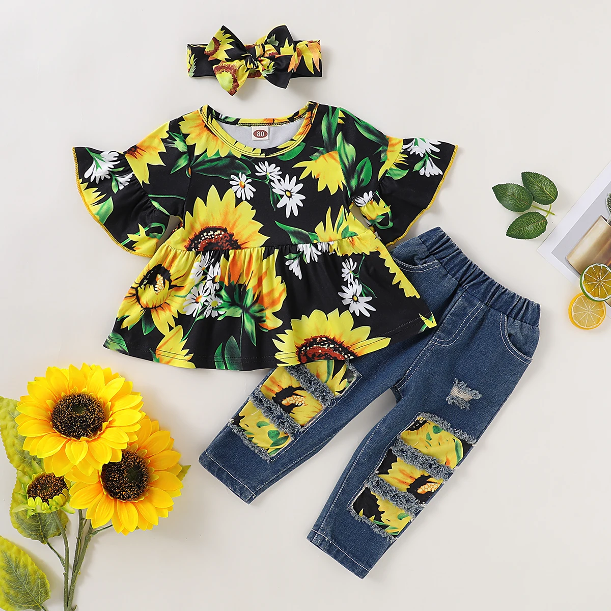 Осенняя одежда для маленьких девочек 3 шт. Детские наряды Однотонная рубашка с