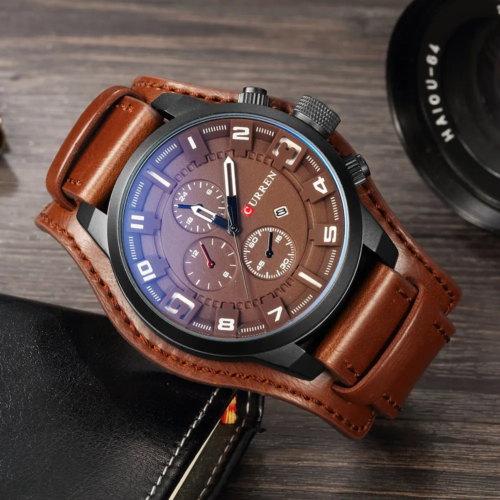 NEW 2022 Top Brand Luxury Mens Watches Male Clocks Date Sport Military Clock Leather Strap Quartz Business Men Watch Gift enlarge