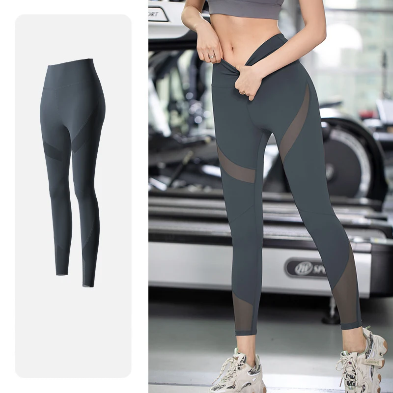Seamless Yoga Pants Stretch Sexy Striped Women Fitness Pants High Waist Breathable Push Up Sports Running Pants Leggings