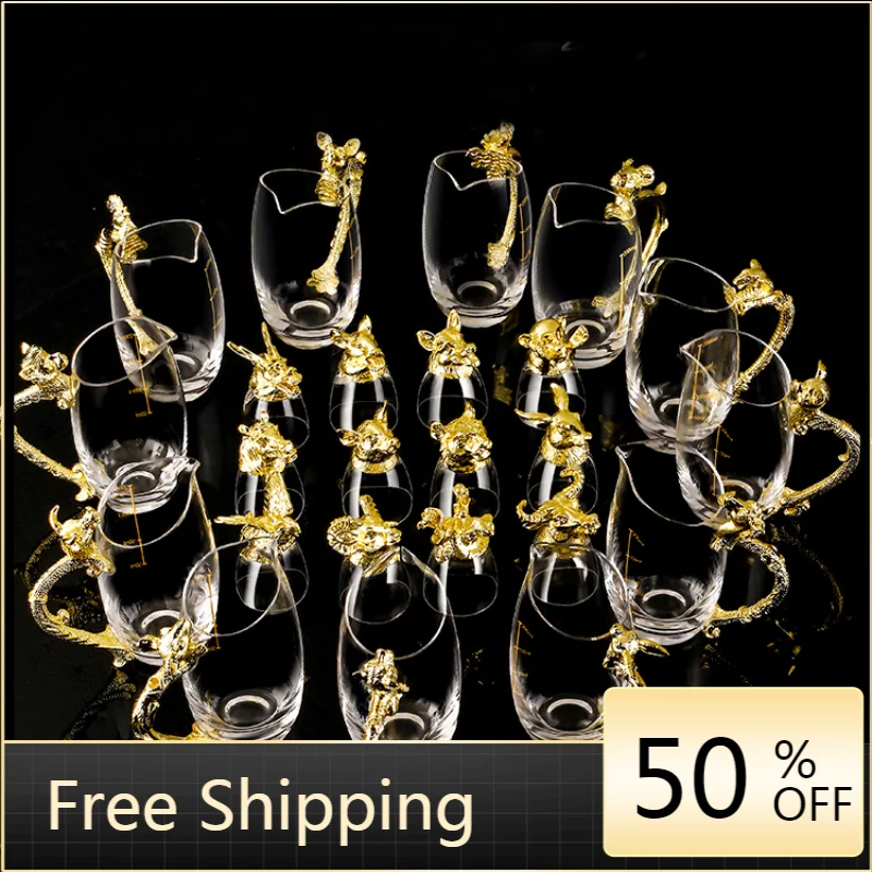 

Набор стаканов для вина AG50JB, утолщенные термостойкие бокалы для вина и чая, с золотыми кристаллами, 24 шт.