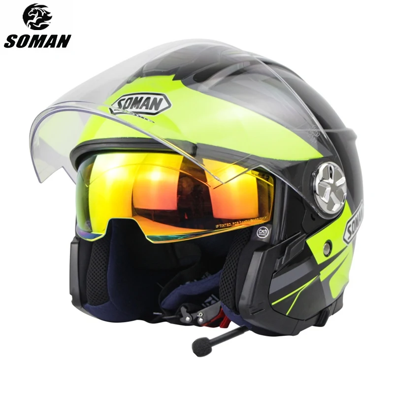 SOMAN Casco Moto Bluetooths Ece шлем для скутера козырек Casque 3/4 электромобиля Kask Cascos Capacete De