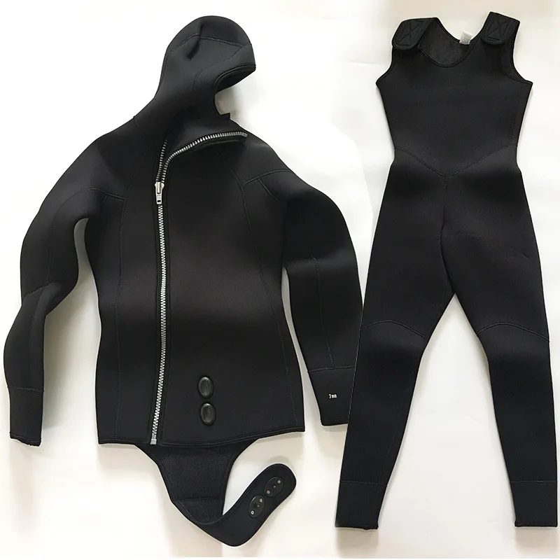 Мужской непродуваемый комбинезон для подводной охоты с капюшоном 5 мм| |