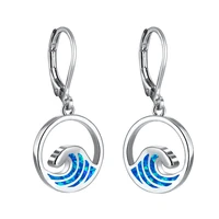 trendy waves geometric hoop earrings for women statement wedding jewelry accessories vintage bluewhite imitation opal earrings