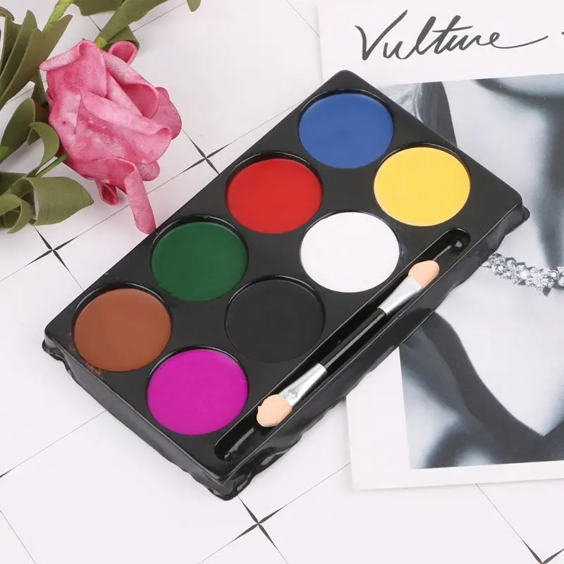 8 видов цветов Палетка краски для тела макияж на Хэллоуин Нетоксичная краска воде