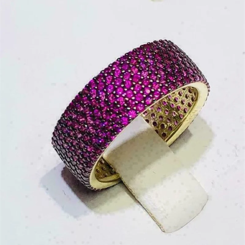 

Fashion New Product Simple Green Purple Color Inlaid Full Circle Zirconia Crystal Female Alloy Ring for Women Party Jewelry