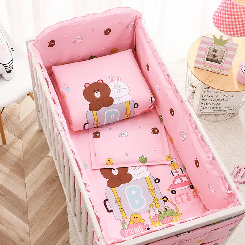 Комплект постельного белья для малышей хлопок мультяшный бампер кроватки