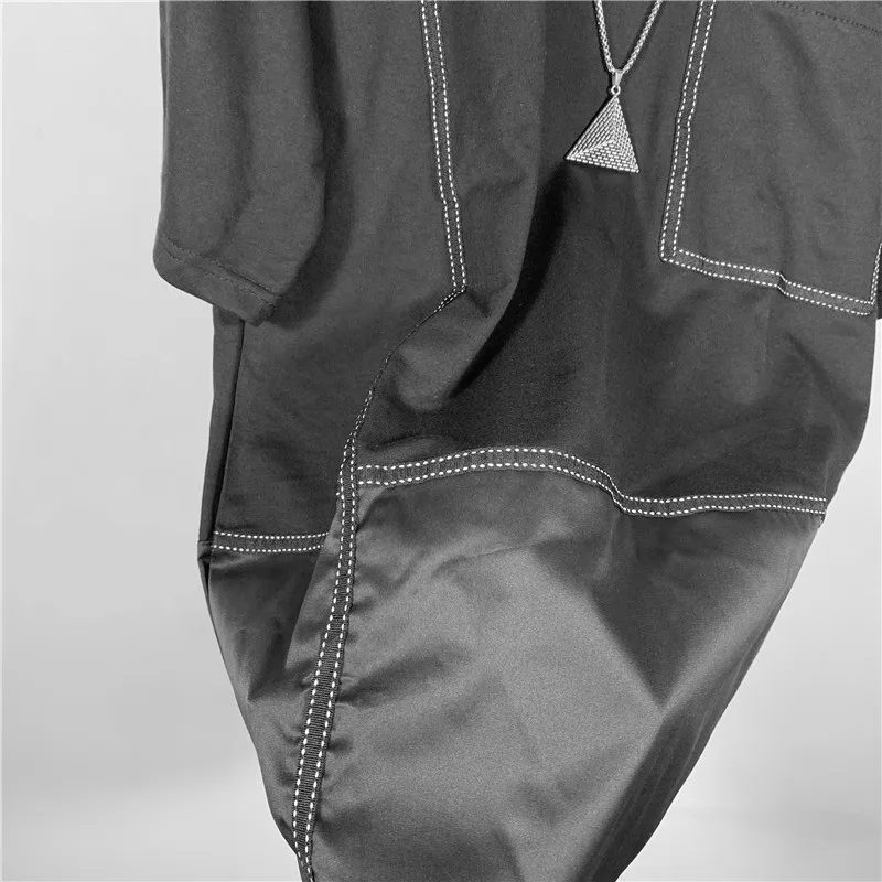 

M-XL2020 original designer round neck loose-fitting trend t-shirt personality dark tide style stitching thin t-shirt.