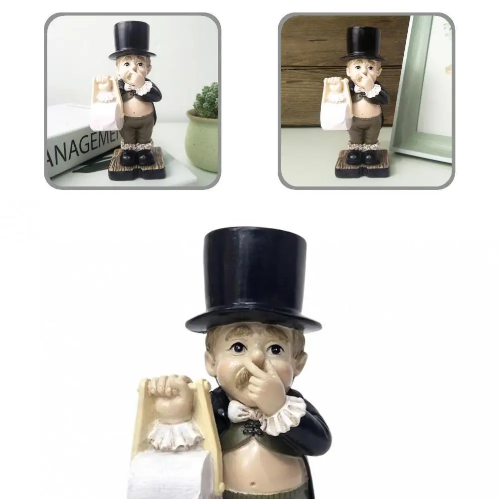 

Resin Lovely Collection Crafts Toilet Butler Statue Funny Home Table Statue Anti-slip for Home