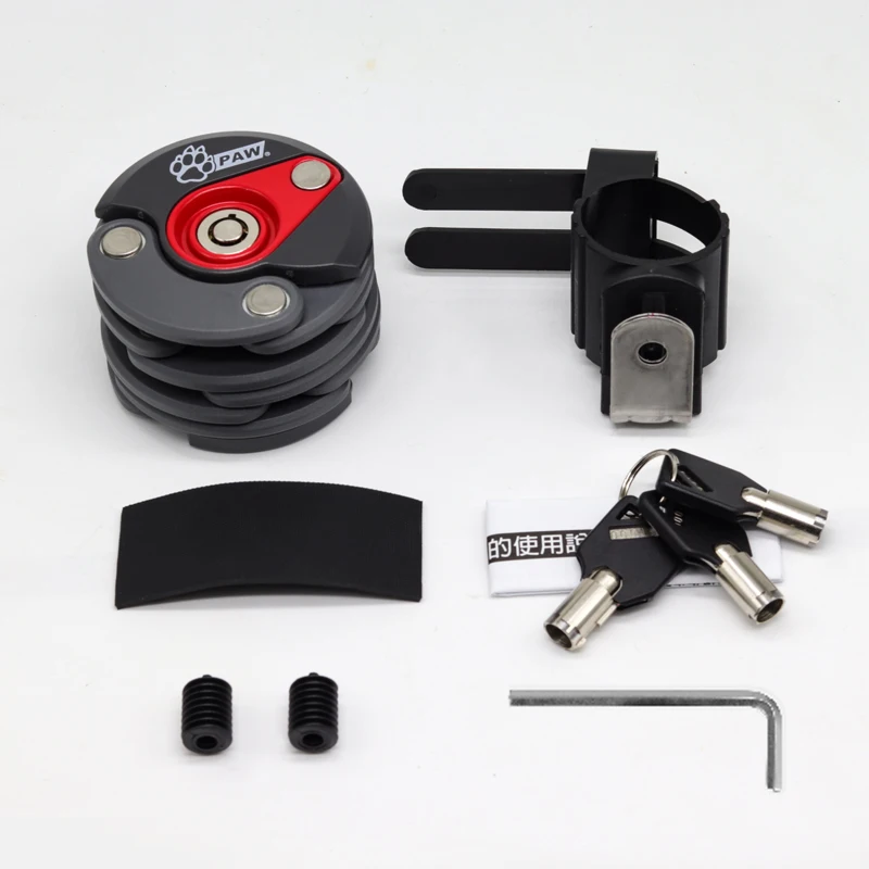 

Foldable Bike Lock with 2 Keys Strong Security Anti-theft Bicycle Lock Alloy Mount Bracket Mountain Road Bike Lock