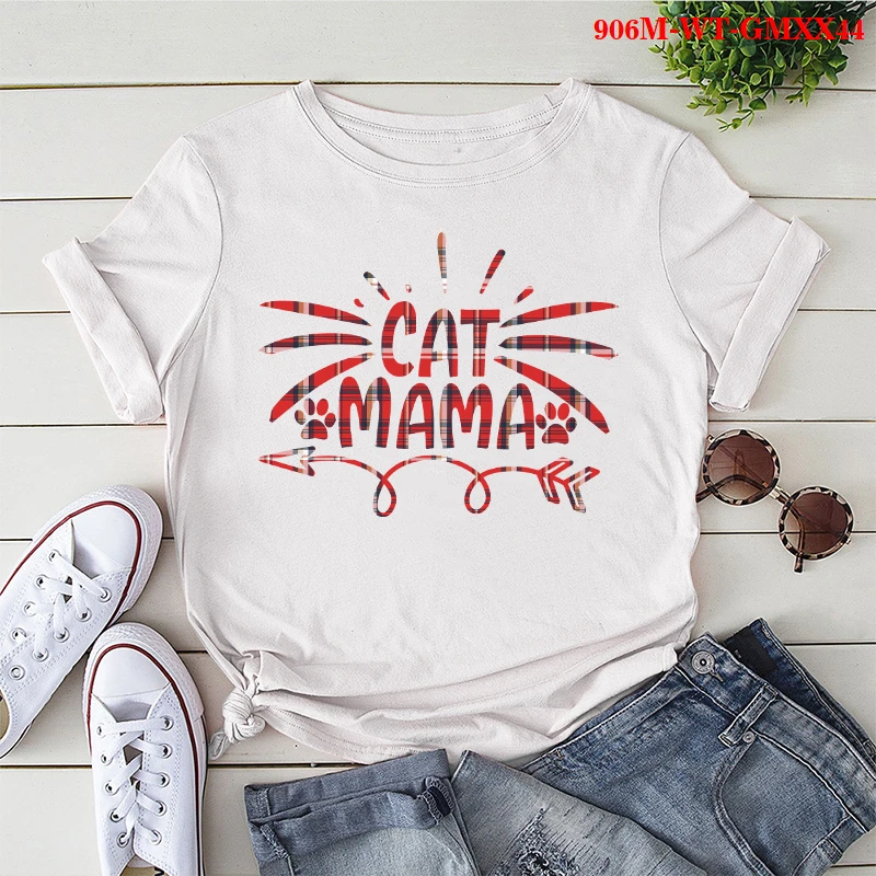 

Funny Letter Print Short Sleeve T shirt Cat Mama O Neck New Fashion T-shirt Women Kawaii Tshirts Harajuku T Shirt Girl Tees Top
