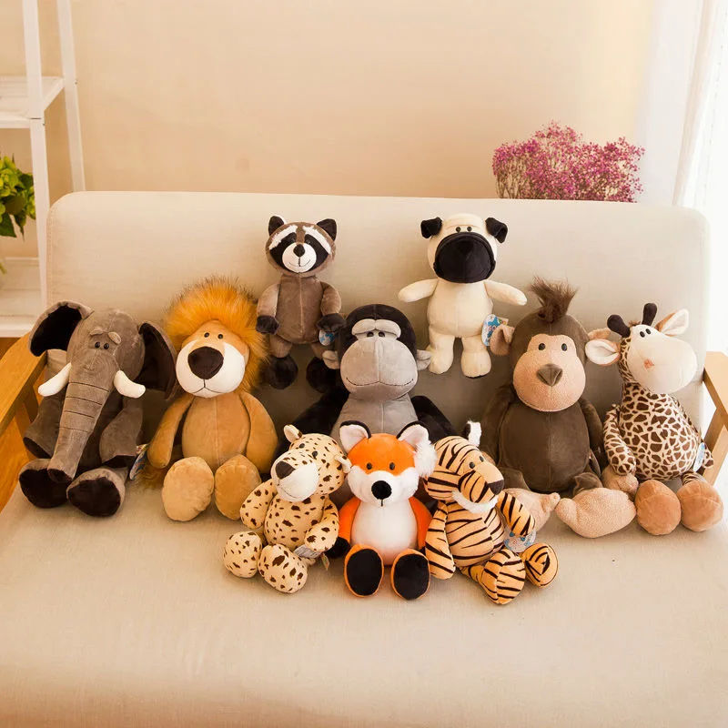 

25CM Lion Elephant Giraffe Monkey Stuffed Plush Sleeping Doll Jungle Series Stuffed Animals Toys for Kids Baby Children Gifts