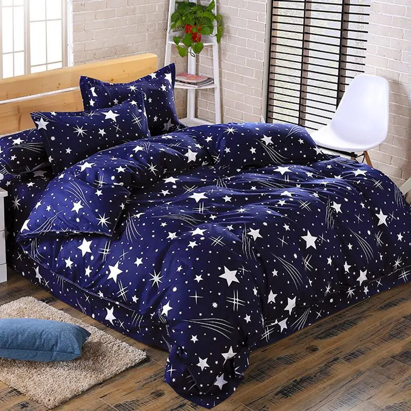 

60 bedding set super king size duvet cover navy bedding 3/4pcs bed set flower bed linen flat sheet Adult kids home bed set