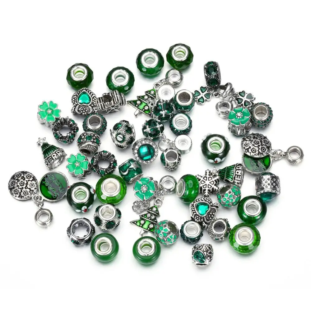 

50pcs/Lot Crystal Glazed Beads Pendant Charm DIY Beads Bracelet necklace jewelry accessories component beads for jewelry making