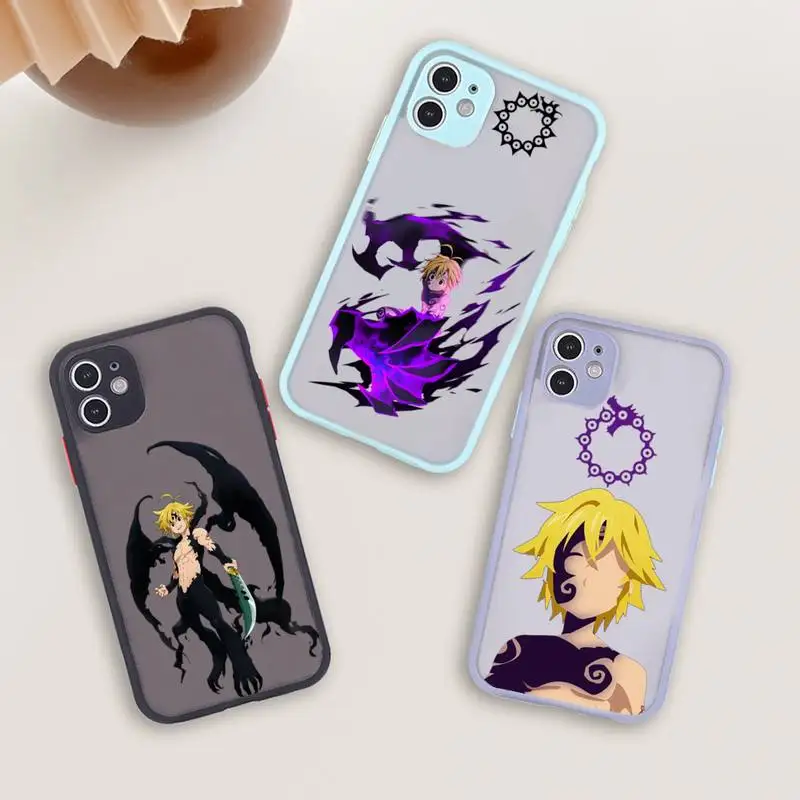 

anime seven deadly sins Phone Case For iPhone 12 11 Mini Pro XR XS Max 7 8 Plus X Matte transparent blue Back Cover