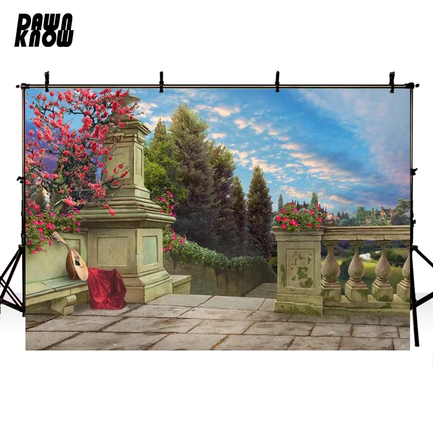 

DAWNKNOW Sky Vinyl Photography Background For Family Tree Flower New Fabric Polyester Backdrop For Wedding Photo Studio G602