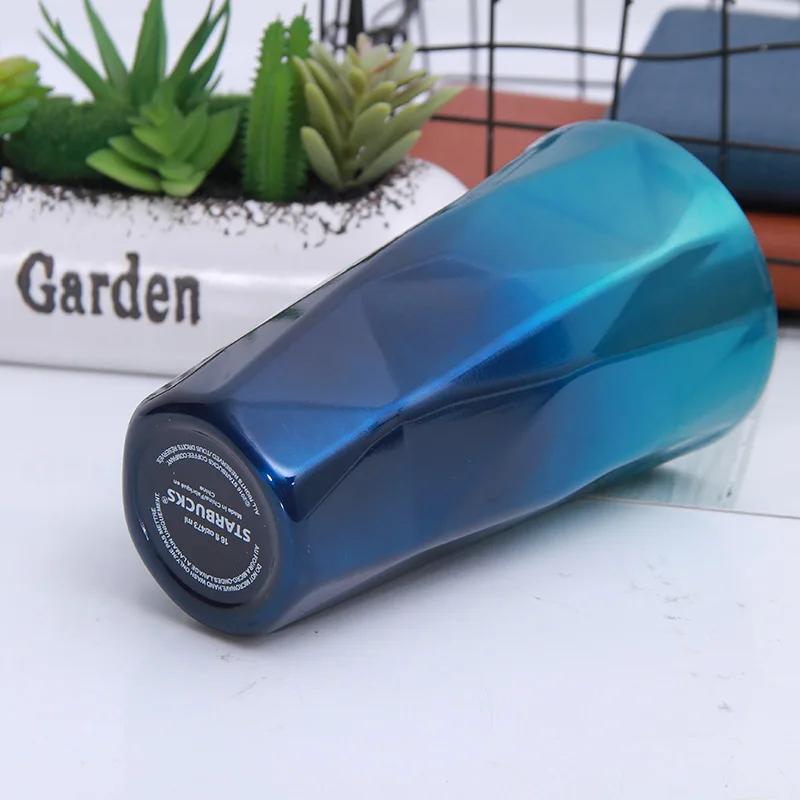 

Stainless Steel Cup Industrial Style Rhombus Coffee Cup Gradient Color Large Capacity Outdoor Travel Car Straw Big Water Cup