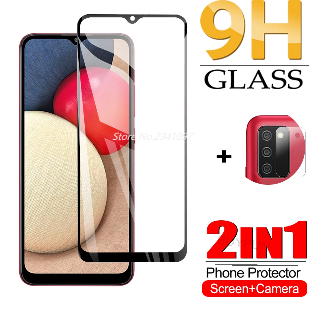 

2-IN-1 For Samsung Galaxy A02S Tempered Glass Screen + Camera Protector On For samsung galaxy a02s Protector Screen Lens Glass