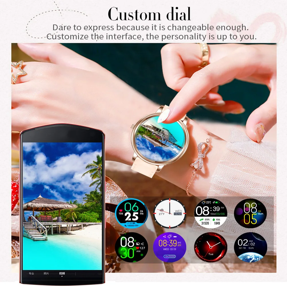 Kaimorui Smart Watch For Men Women,Fitness Tracker Heart Rate Monitor Custom Watch Face,Smartwatch Compatible For iPhone Android