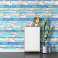 mediterranean blue gray self adhesive wallpaper style waterproof wood grain wall stickers restaurant decoration vinyl wallpapers